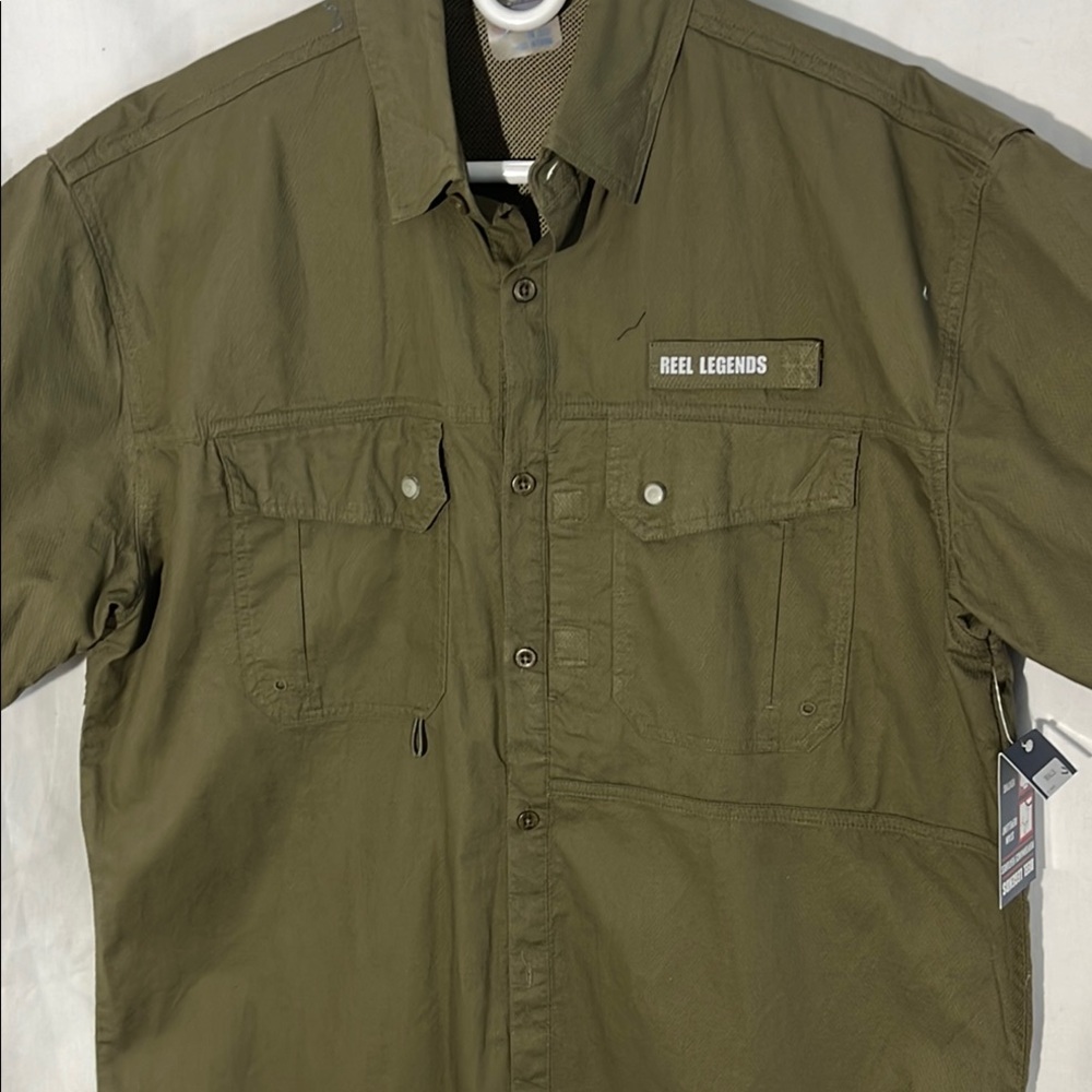 Reel Legends Olive Green Button-Up Shirt size M, NEW with tag